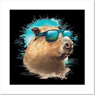 Capybara with sunglasses Posters and Art